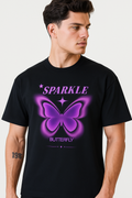 Sparkle Butterfly Oversized Graphic T-Shirt – Black & Purple Glow Edition