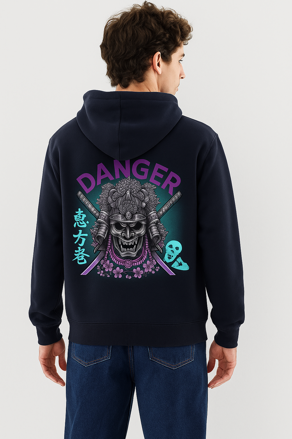 Danger Samurai Graphic Oversized Hoodie – Neon Japanese Streetwear