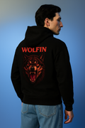 WOLFIN Premium Black Hoodie Angry Wolf Graphic Back Print for Men