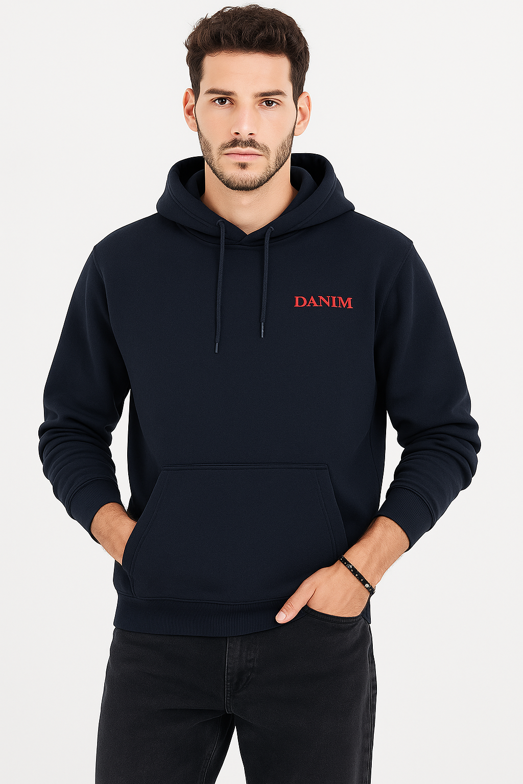 Men’s Navy Blue DRAGON Graphic Premium Hoodie – Oversized Fit  Streetwear Look