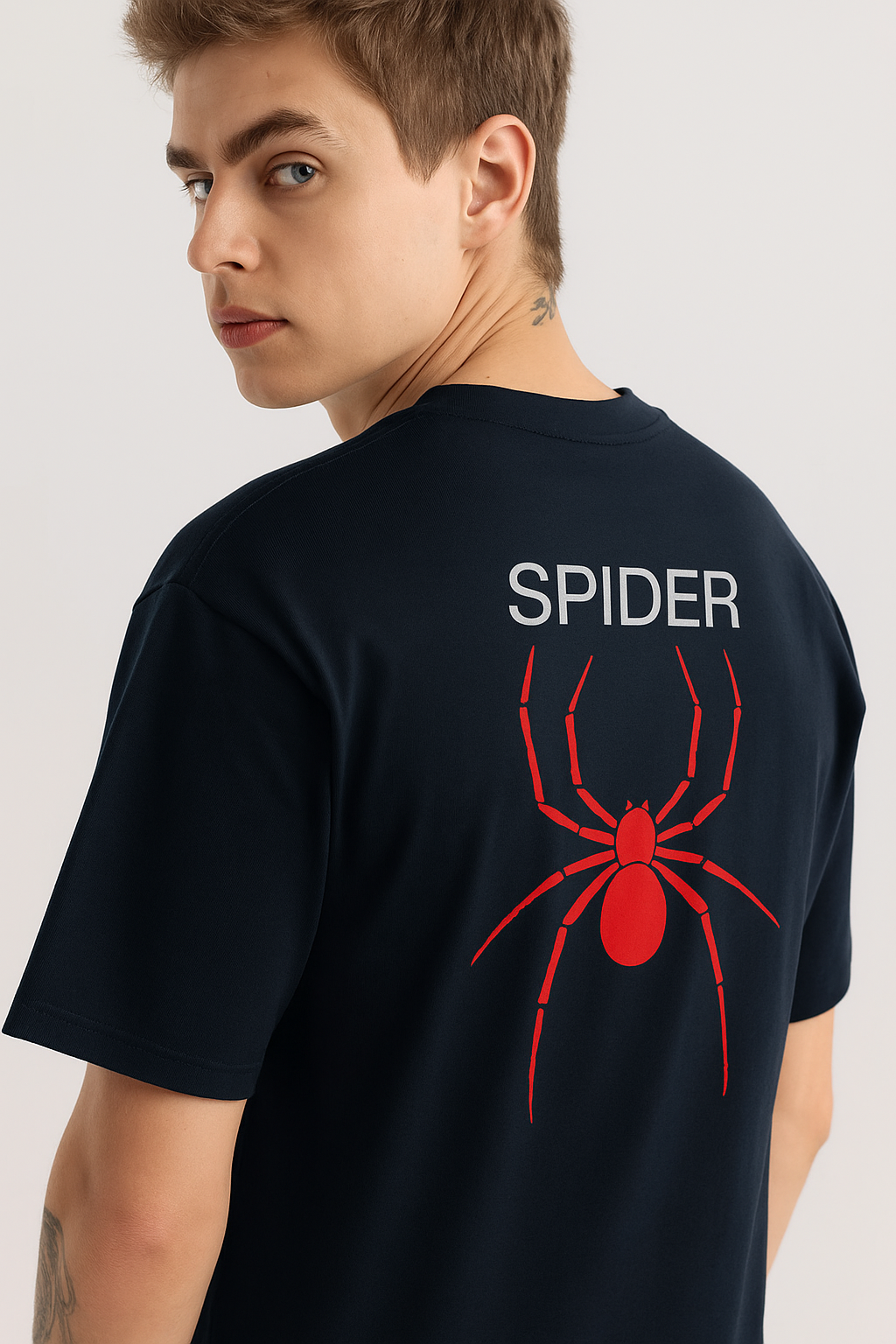 Black Neon Spider Oversized Unisex T-Shirt – Glow Graphic Streetwear Tee