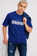 Script Club DISCOVER Oversized Graphic T-Shirt Navy Blue