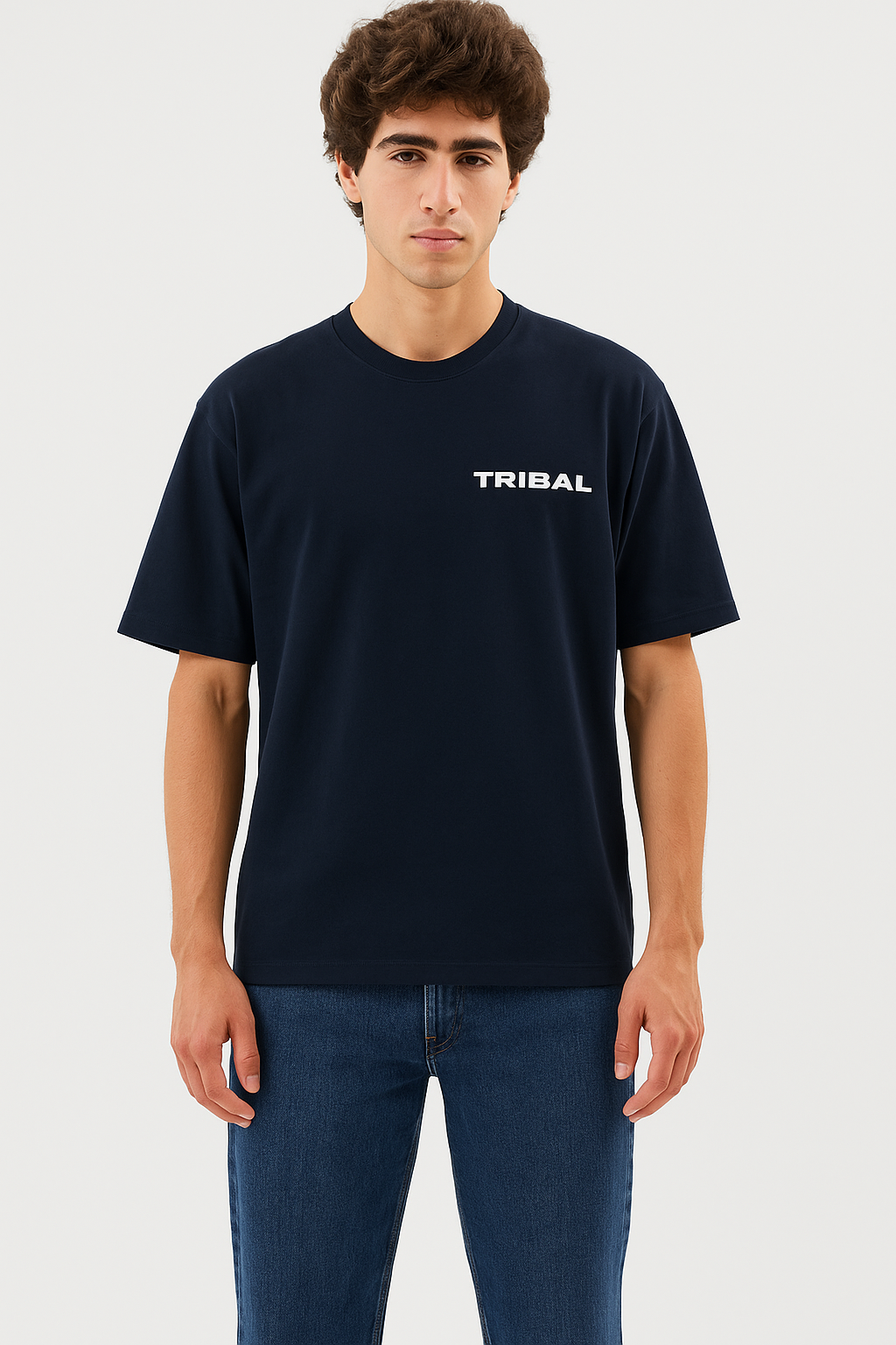 Men’s Oversized Tribal Graphic Printed T-Shirt – Black