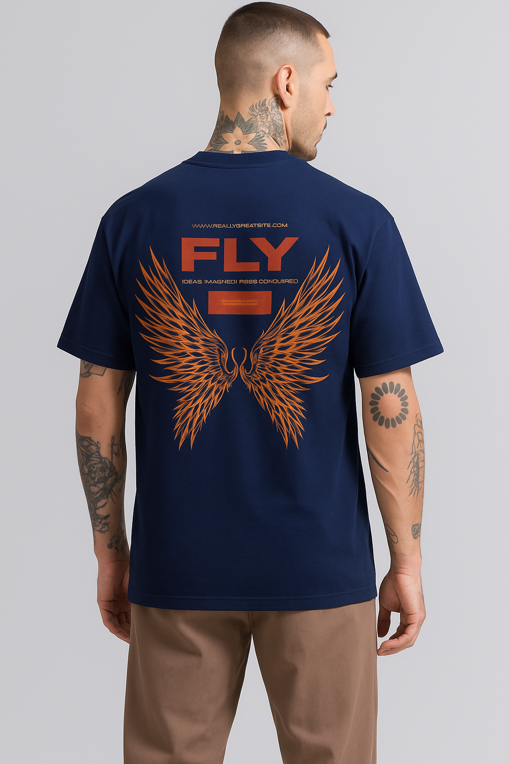 FLY Wings Graphic Oversized T-Shirt – Rust Red