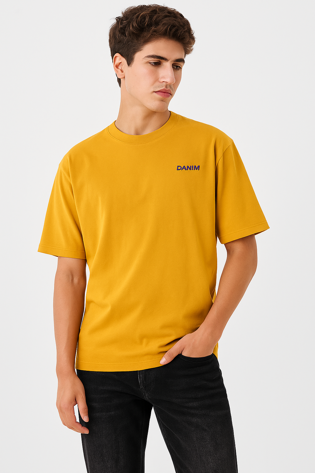 Keep Strong Tiger Graphic Oversized T-Shirt for Men – Mustard Yellow