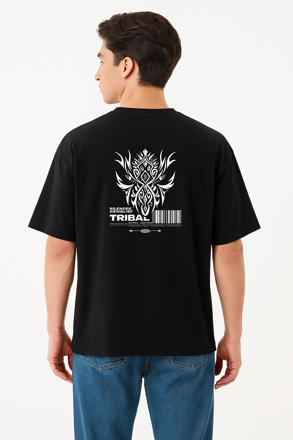 Tribal Graphic Oversized T-Shirt for Men – Black Streetwear Edition