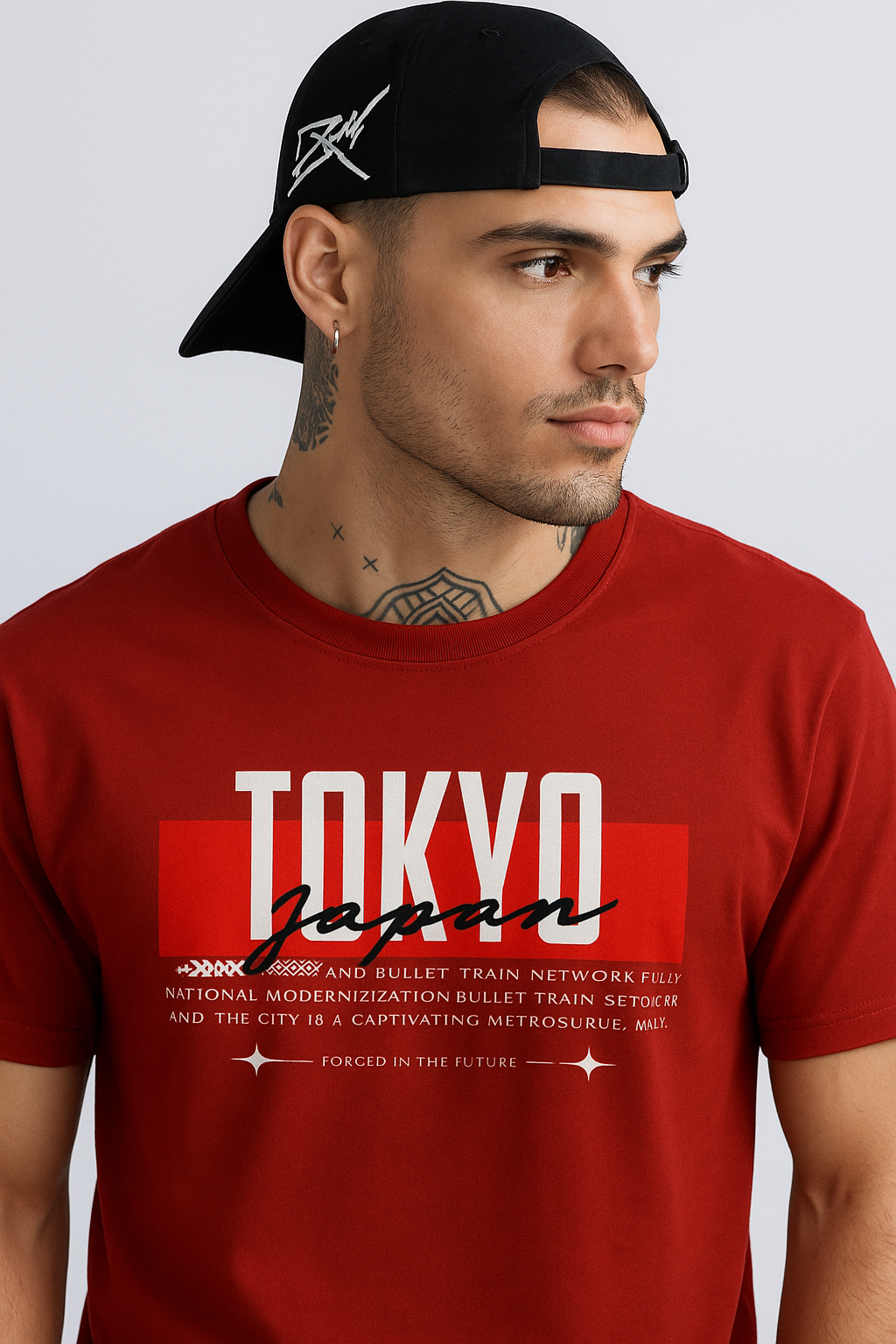 Men’s Red Tokyo Japan Graphic Printed Cotton T-Shirt